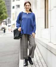 OLLAP02090 eur3(エウルキューブ) 【大きいサイズ】裏起毛センタープレスストレートパンツ ダークグレー(93)