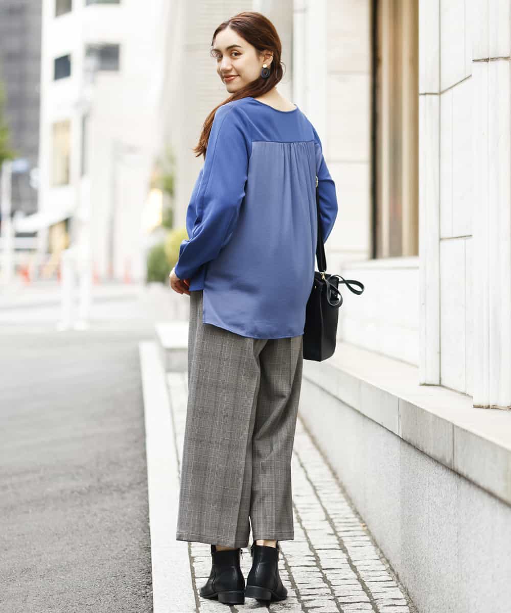 OLLAP02090 eur3(エウルキューブ) 【大きいサイズ】裏起毛センタープレスストレートパンツ ダークグレー(93)