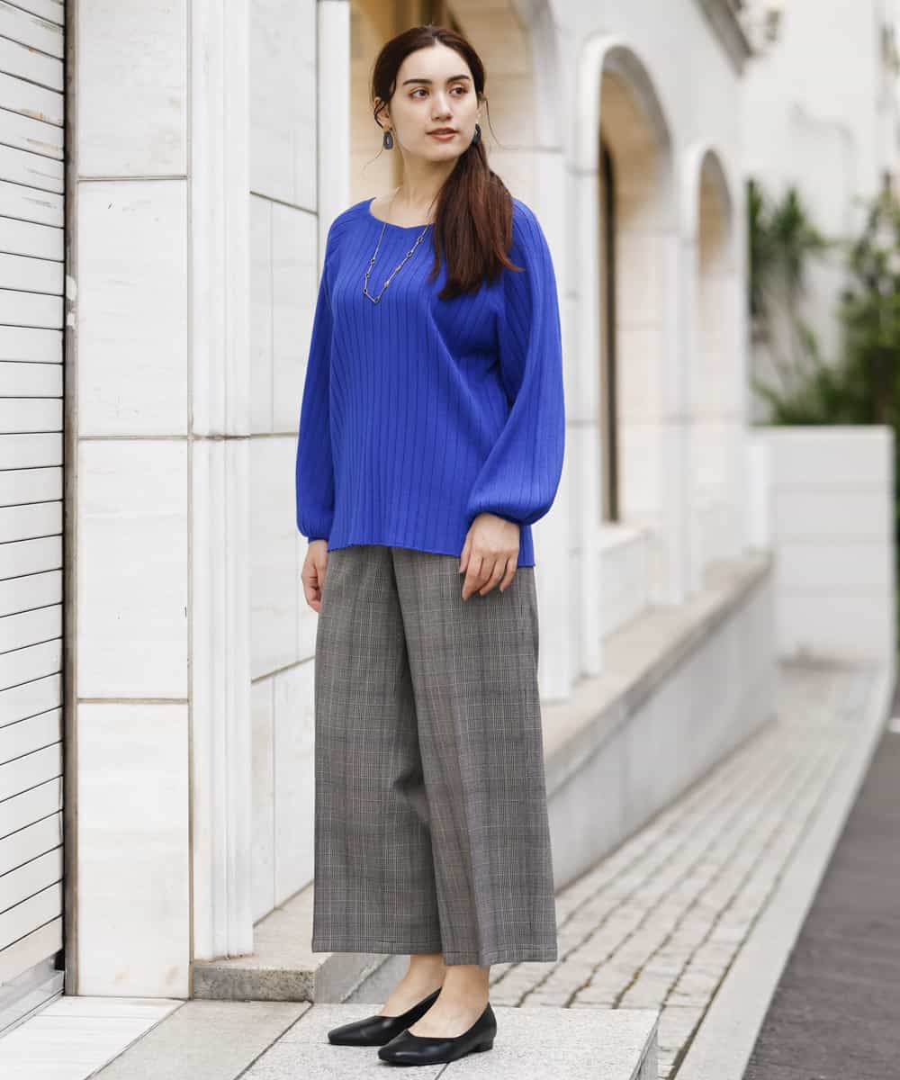 OLLAP02090 eur3(エウルキューブ) 【大きいサイズ】裏起毛センタープレスストレートパンツ ダークグレー(93)