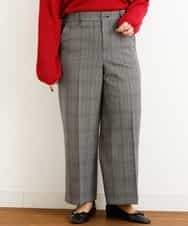 OLLAP02090 eur3(エウルキューブ) 【大きいサイズ】裏起毛センタープレスストレートパンツ ダークグレー(93)