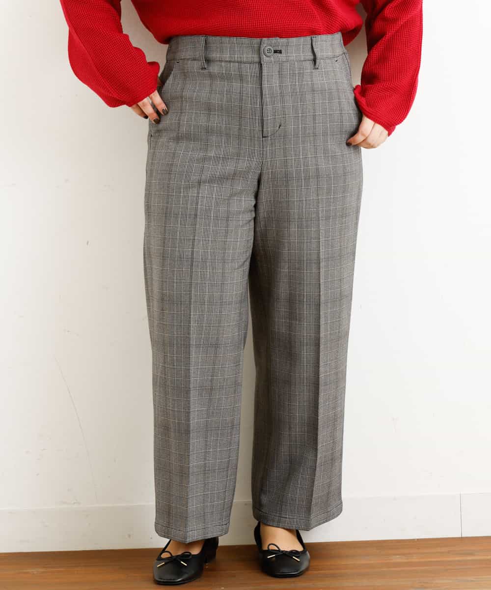 OLLAP02090 eur3(エウルキューブ) 【大きいサイズ】裏起毛センタープレスストレートパンツ ダークグレー(93)