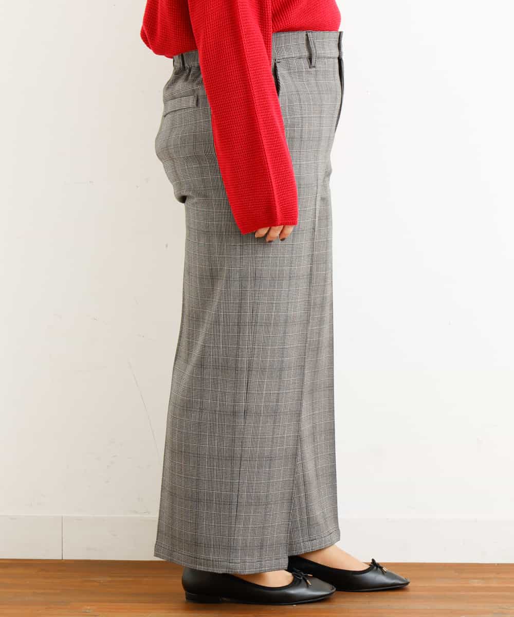 OLLAP02090 eur3(エウルキューブ) 【大きいサイズ】裏起毛センタープレスストレートパンツ ダークグレー(93)