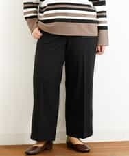 OLLAP02090 eur3(エウルキューブ) 【大きいサイズ】裏起毛センタープレスストレートパンツ ブラック(94)