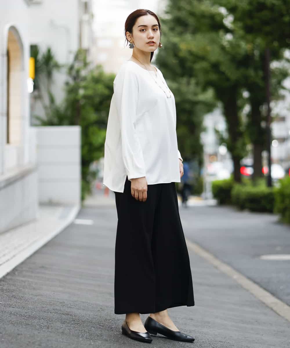 OLLAP02090 eur3(エウルキューブ) 【大きいサイズ】裏起毛センタープレスストレートパンツ ブラック(94)