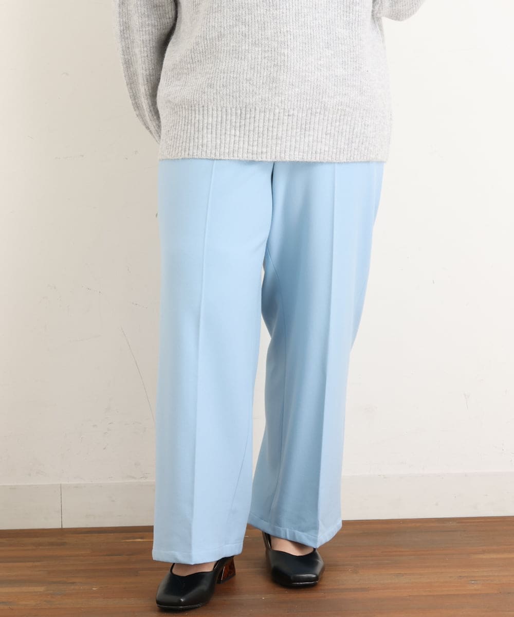 OLLAS03090 eur3(エウルキューブ) 【大きいサイズ】ロイヤルヒートワイドパンツ ライトブルー(50)