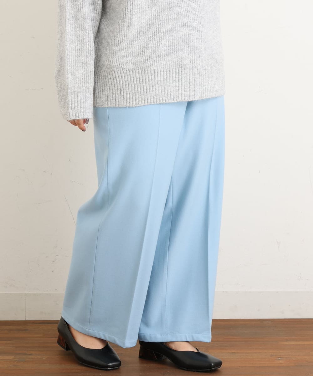 OLLAS03090 eur3(エウルキューブ) 【大きいサイズ】ロイヤルヒートワイドパンツ ライトブルー(50)