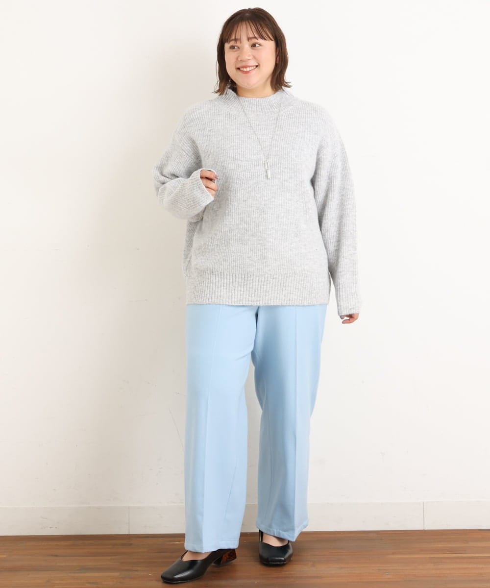 OLLAS03090 eur3(エウルキューブ) 【大きいサイズ】ロイヤルヒートワイドパンツ ライトブルー(50)