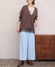 OLLAS03090 eur3(エウルキューブ) 【大きいサイズ】ロイヤルヒートワイドパンツ ライトブルー(50)