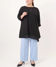 OLLAS03090 eur3(エウルキューブ) 【大きいサイズ】ロイヤルヒートワイドパンツ ライトブルー(50)