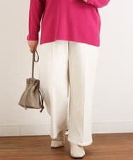 OLLAS03090 eur3(エウルキューブ) 【大きいサイズ】ロイヤルヒートワイドパンツ ホワイト(90)