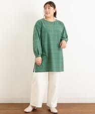 OLLAS03090 eur3(エウルキューブ) 【大きいサイズ】ロイヤルヒートワイドパンツ ホワイト(90)