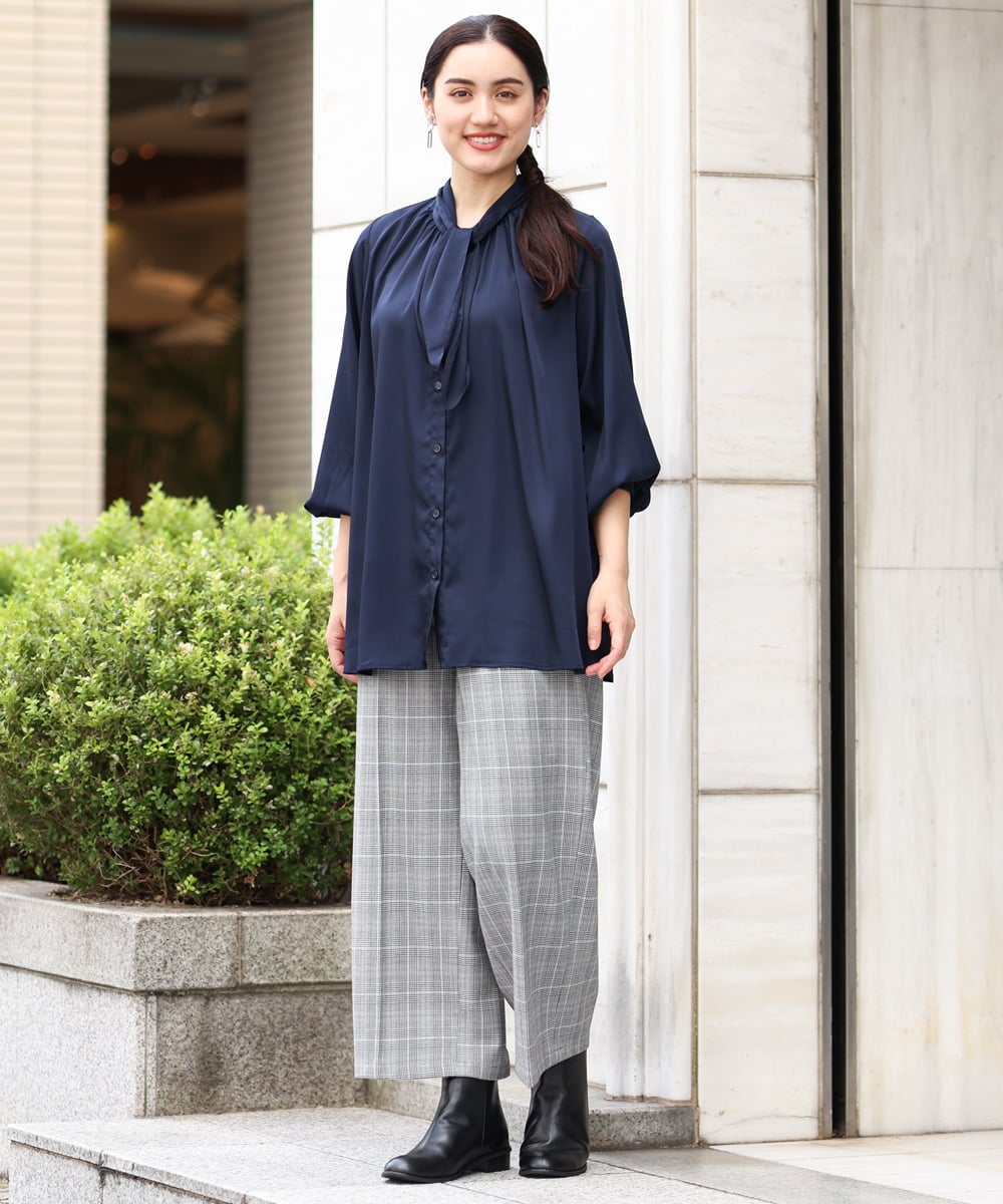 OLLAS03090 eur3(エウルキューブ) 【大きいサイズ】ロイヤルヒートワイドパンツ グレー(92)