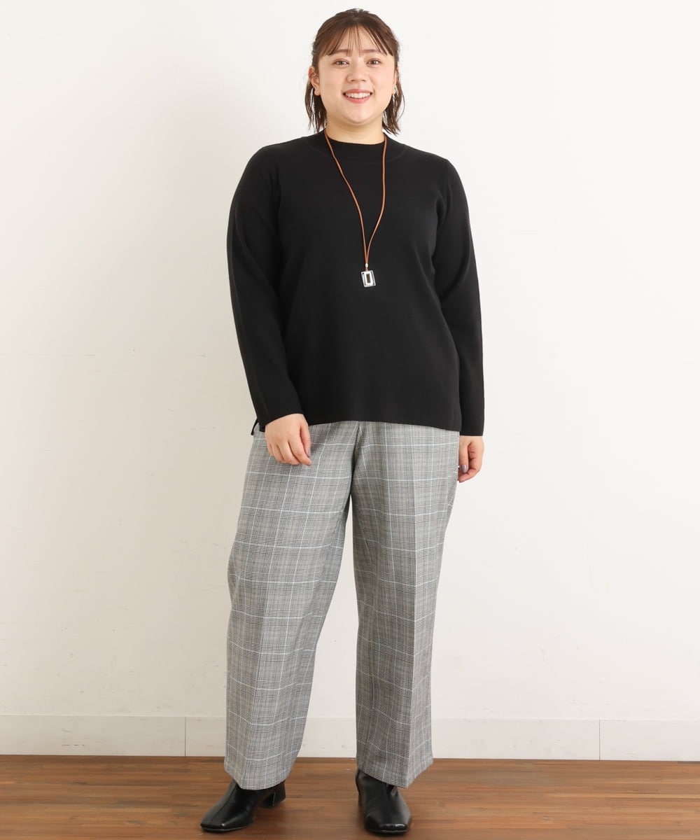 OLLAS03090 eur3(エウルキューブ) 【大きいサイズ】ロイヤルヒートワイドパンツ グレー(92)