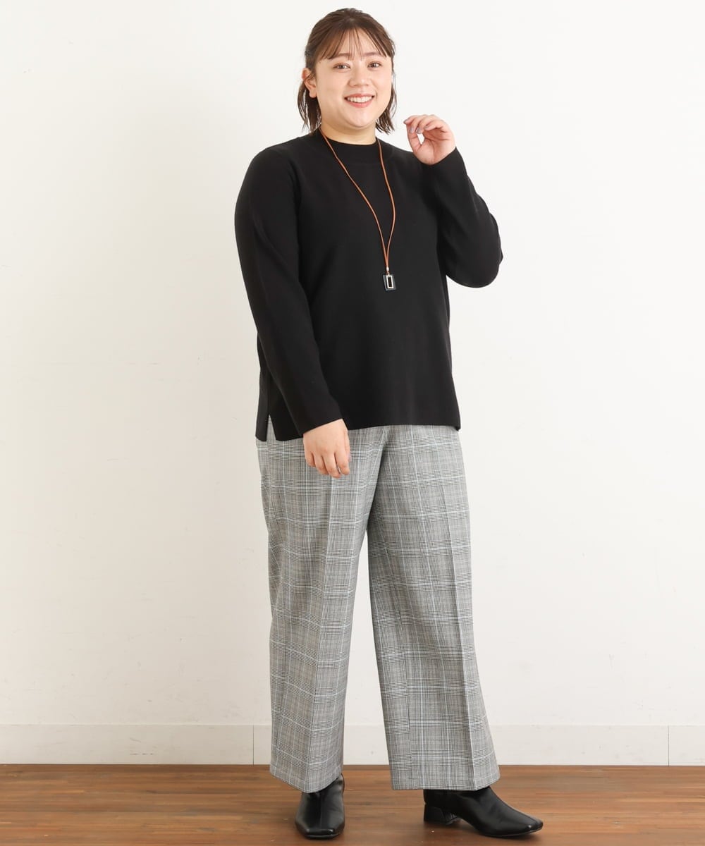 OLLAS03090 eur3(エウルキューブ) 【大きいサイズ】ロイヤルヒートワイドパンツ グレー(92)