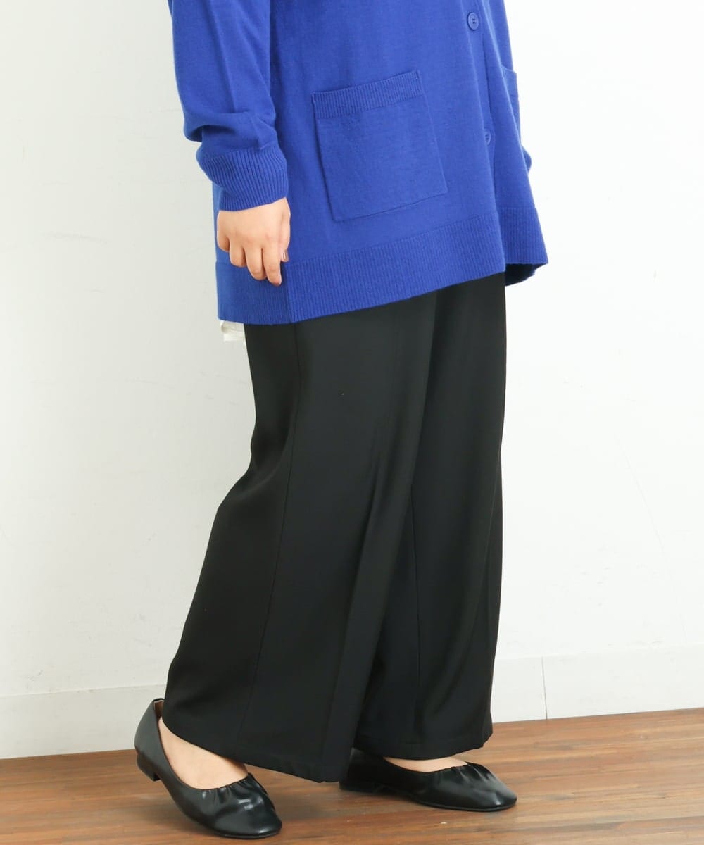 OLLAS03090 eur3(エウルキューブ) 【大きいサイズ】ロイヤルヒートワイドパンツ ブラック(94)