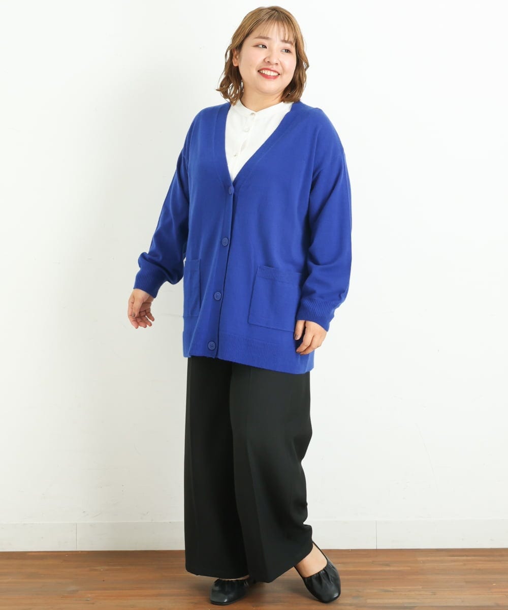 OLLAS03090 eur3(エウルキューブ) 【大きいサイズ】ロイヤルヒートワイドパンツ ブラック(94)