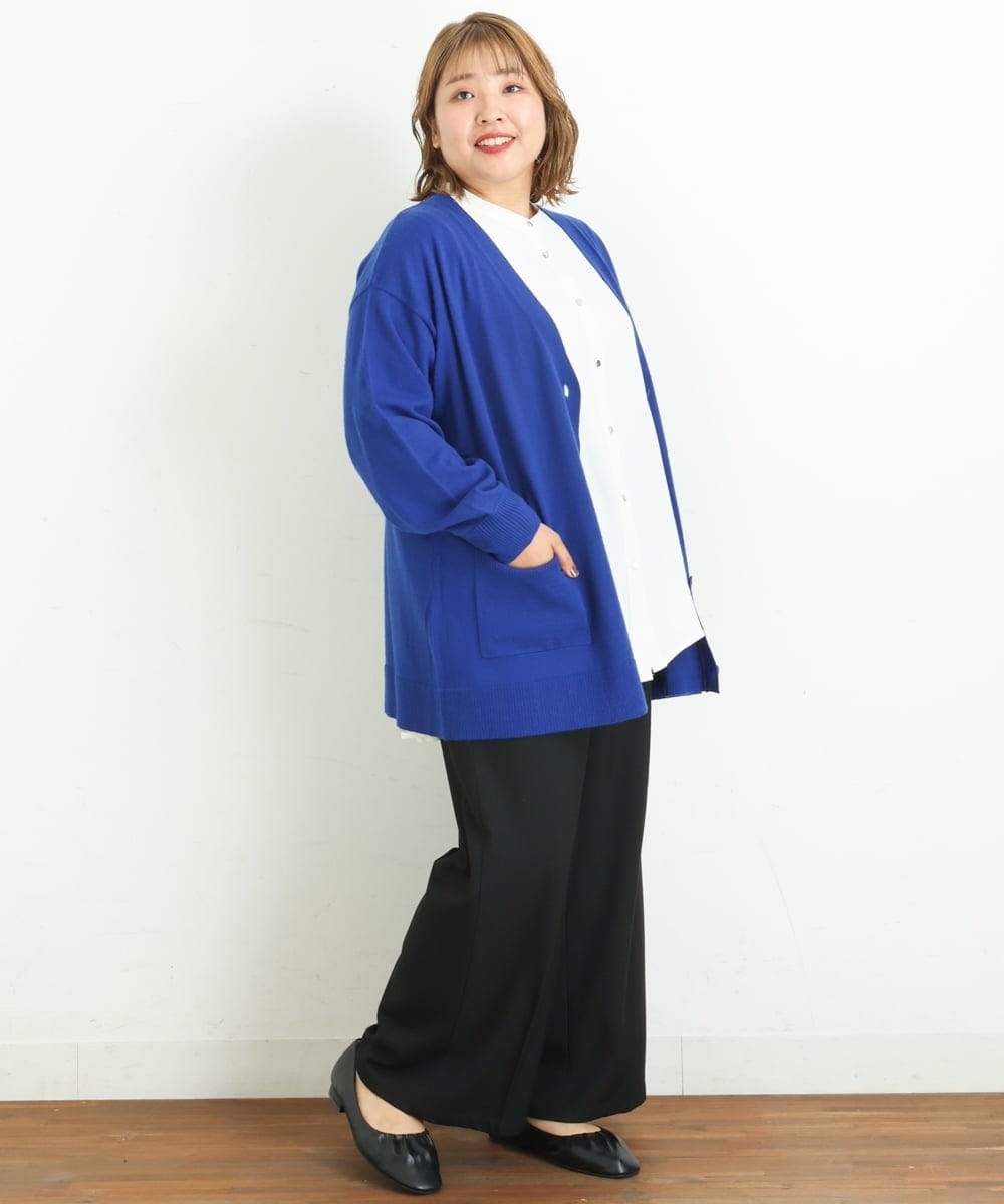 OLLAS03090 eur3(エウルキューブ) 【大きいサイズ】ロイヤルヒートワイドパンツ ブラック(94)