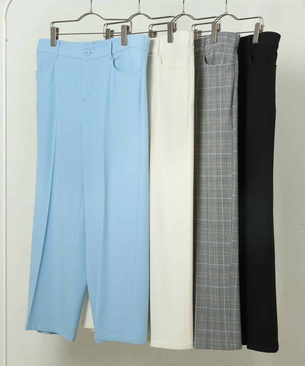 OLLAS03090 eur3(エウルキューブ) 【大きいサイズ】ロイヤルヒートワイドパンツ ブラック(94)