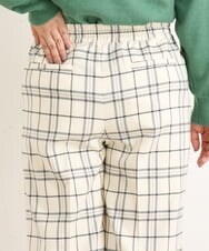 OLLAS24080 eur3(エウルキューブ) 【大きいサイズ/a.v.v×eur3】チェック柄ワイドストレートパンツ アイボリー(80)