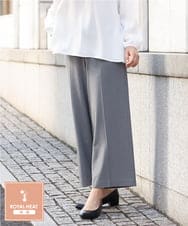 OLLAV06099 eur3(エウルキューブ) 【大きいサイズ】ロイヤルヒート裏起毛ワイドパンツ ダークグレー(93)