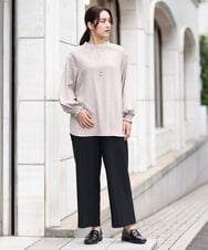OLLAV06099 eur3(エウルキューブ) 【大きいサイズ】ロイヤルヒート裏起毛ワイドパンツ ブラック(94)