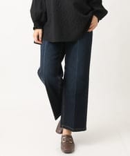 OLLAV19099 eur3(エウルキューブ) 【大きいサイズ】ストレッチワイドデニムパンツ ネイビー(57)
