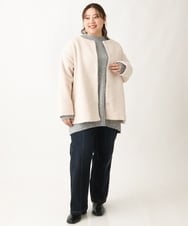 OLLAV19099 eur3(エウルキューブ) 【大きいサイズ】ストレッチワイドデニムパンツ ネイビー(57)