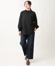 OLLAV19099 eur3(エウルキューブ) 【大きいサイズ】ストレッチワイドデニムパンツ ネイビー(57)