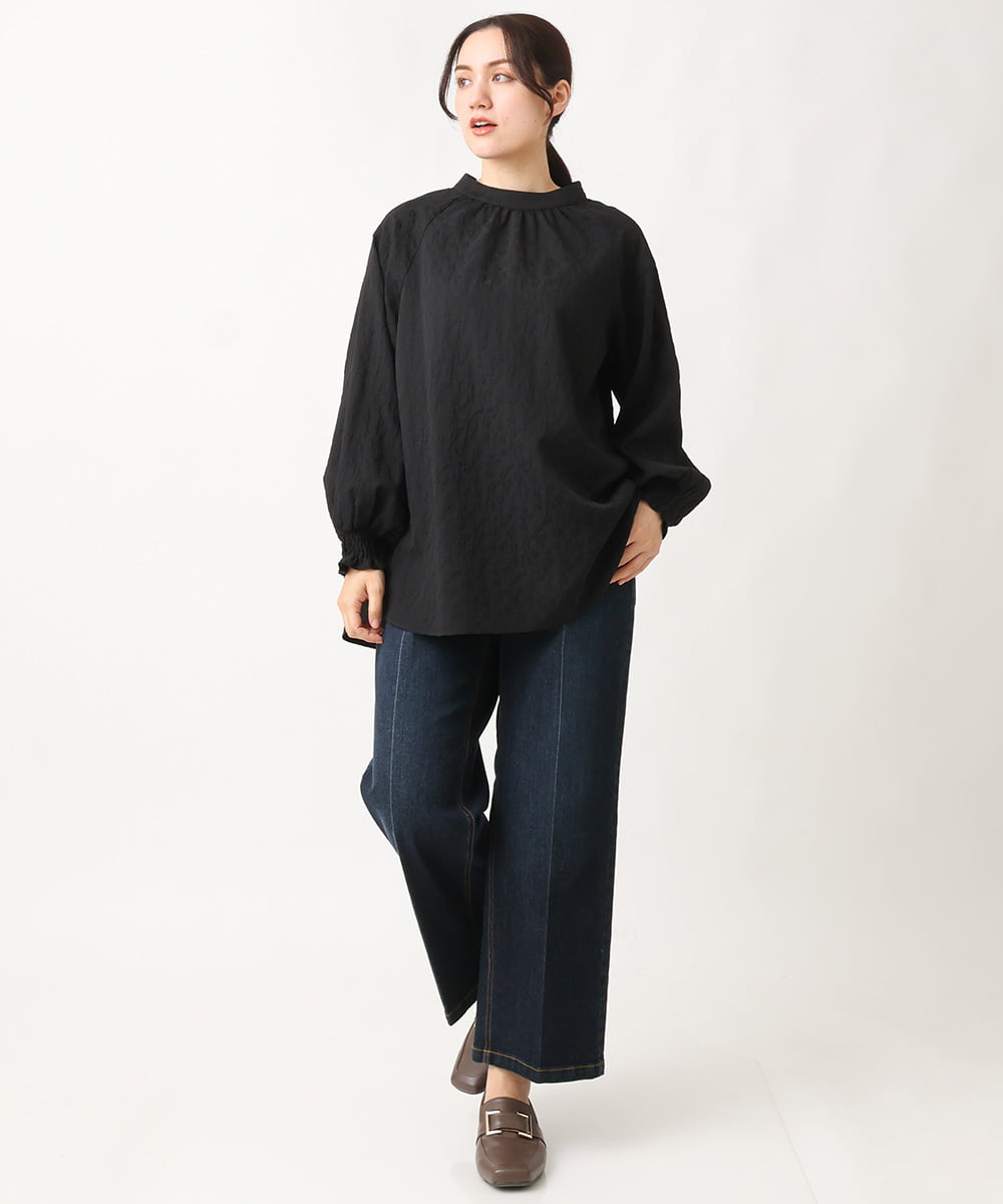 OLLAV19099 eur3(エウルキューブ) 【大きいサイズ】ストレッチワイドデニムパンツ ネイビー(57)