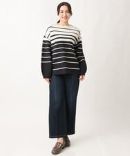 OLLAV19099 eur3(エウルキューブ) 【大きいサイズ】ストレッチワイドデニムパンツ ネイビー(57)