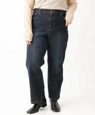 OLLAV19099 eur3(エウルキューブ) 【大きいサイズ】ストレッチワイドデニムパンツ ネイビー(57)