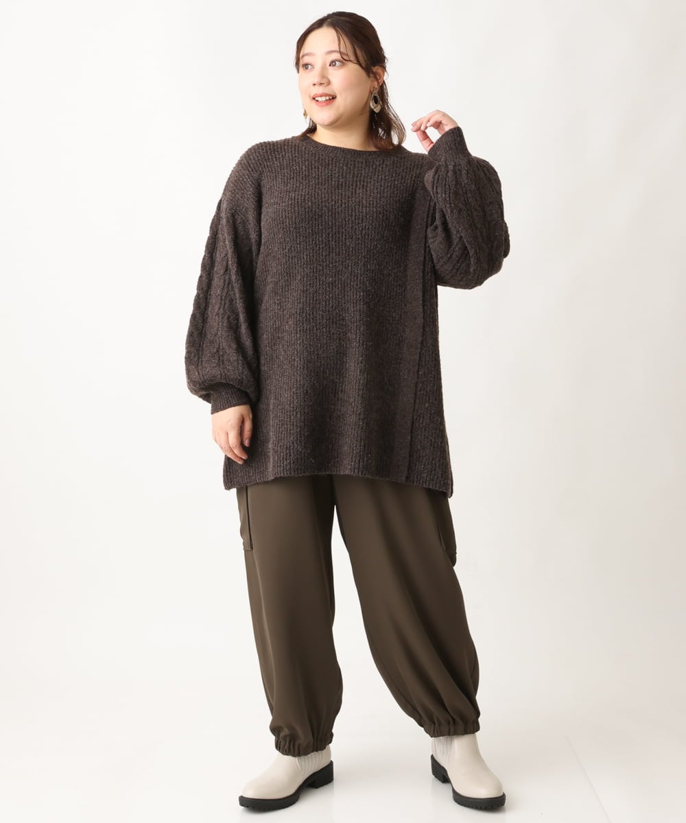 OLLAV28129 eur3(エウルキューブ) 【大きいサイズ】ストレッチカーゴパンツ カーキ(36)
