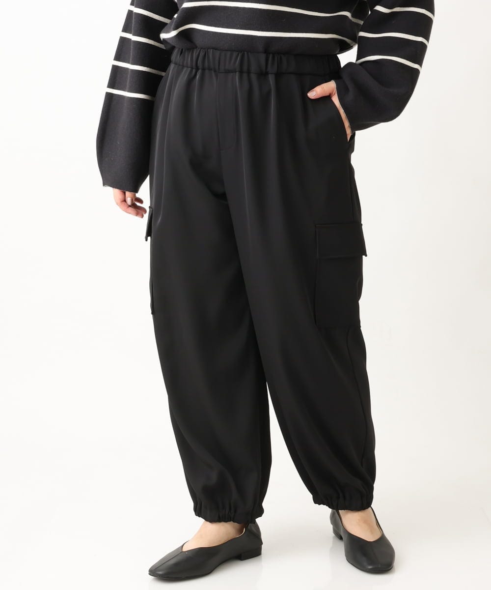 OLLAV28129 eur3(エウルキューブ) 【大きいサイズ】ストレッチカーゴパンツ ブラック(94)
