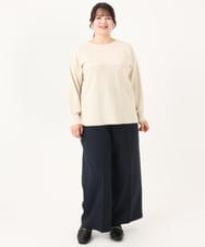OLLBA12139 eur3(エウルキューブ) 【大きいサイズ/11号サイズあり】Wクロスセンタープレスワイドパンツ ネイビー(57)