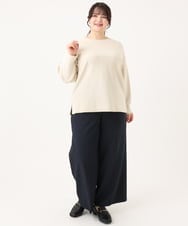OLLBA12139 eur3(エウルキューブ) 【大きいサイズ/11号サイズあり】Wクロスセンタープレスワイドパンツ ネイビー(57)