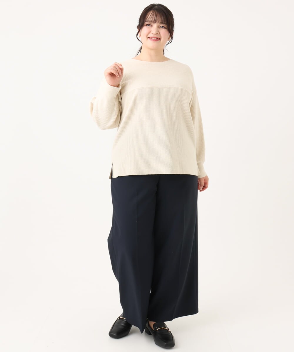 OLLBA12139 eur3(エウルキューブ) 【大きいサイズ/11号サイズあり】Wクロスセンタープレスワイドパンツ ネイビー(57)