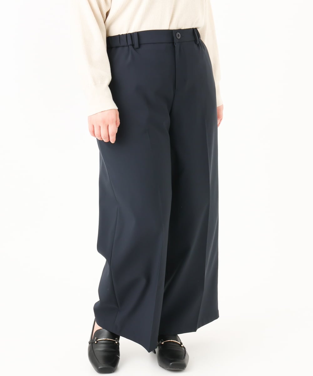 OLLBA12139 eur3(エウルキューブ) 【大きいサイズ/11号サイズあり】Wクロスセンタープレスワイドパンツ ネイビー(57)