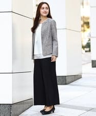 OLLBA12139 eur3(エウルキューブ) 【大きいサイズ/11号サイズあり】Wクロスセンタープレスワイドパンツ ブラック(94)