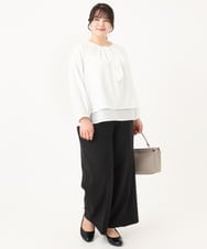 OLLBA12139 eur3(エウルキューブ) 【大きいサイズ/11号サイズあり】Wクロスセンタープレスワイドパンツ ブラック(94)