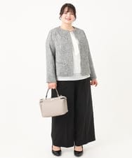 OLLBA12139 eur3(エウルキューブ) 【大きいサイズ/11号サイズあり】Wクロスセンタープレスワイドパンツ ブラック(94)