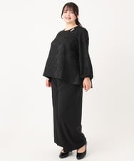 OLLBA12139 eur3(エウルキューブ) 【大きいサイズ/11号サイズあり】Wクロスセンタープレスワイドパンツ ブラック(94)