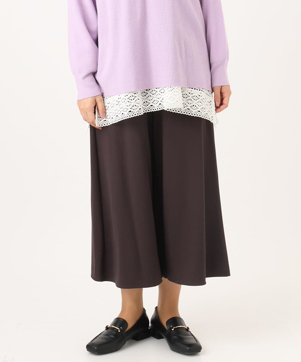 OLLBA27099 eur3(エウルキューブ) 【大きいサイズ】ジャージーキュロットパンツ ダークブラウン(87)