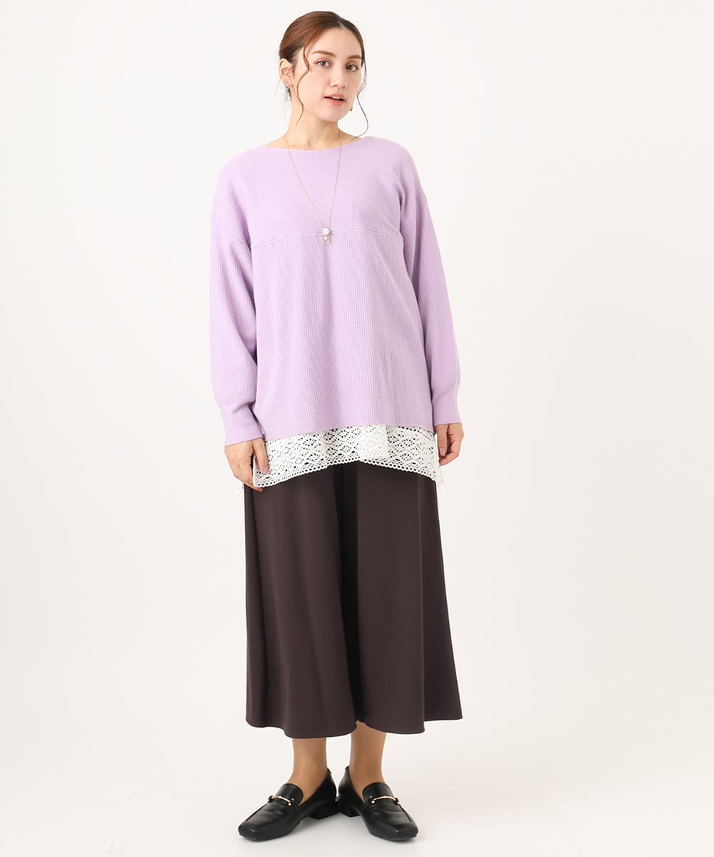 OLLBA27099 eur3(エウルキューブ) 【大きいサイズ】ジャージーキュロットパンツ ダークブラウン(87)
