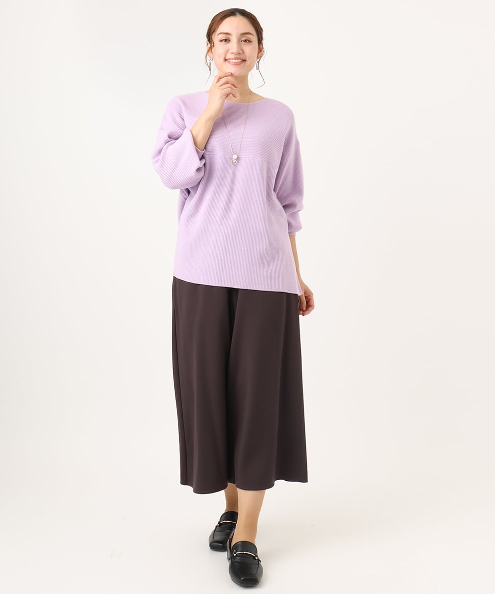 OLLBA27099 eur3(エウルキューブ) 【大きいサイズ】ジャージーキュロットパンツ ダークブラウン(87)