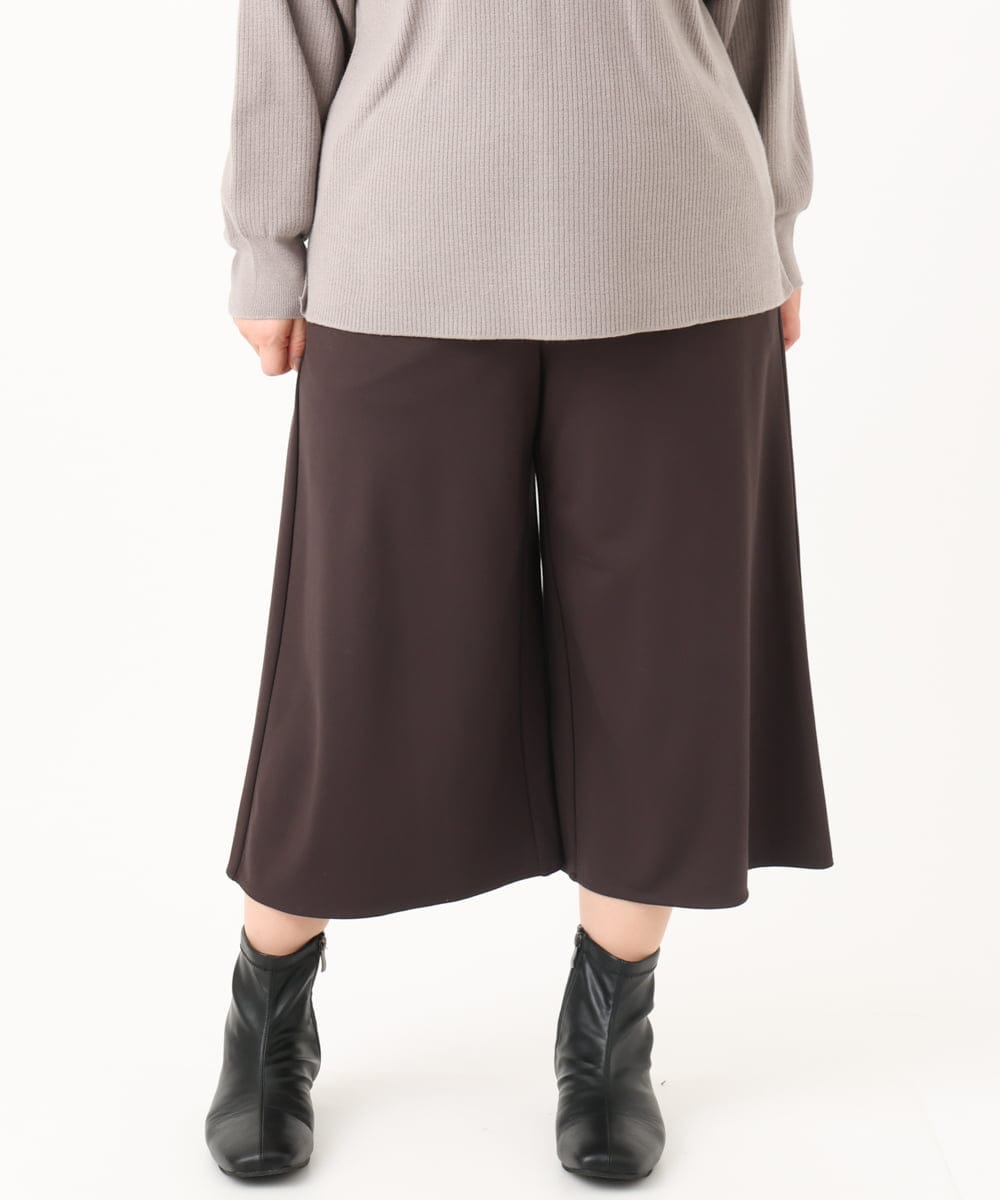OLLBA27099 eur3(エウルキューブ) 【大きいサイズ】ジャージーキュロットパンツ ダークブラウン(87)