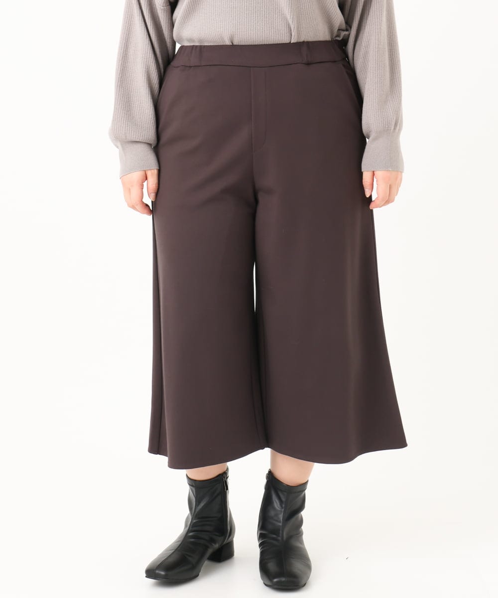 OLLBA27099 eur3(エウルキューブ) 【大きいサイズ】ジャージーキュロットパンツ ダークブラウン(87)