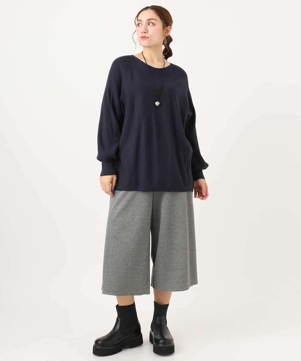 OLLBA27099 eur3(エウルキューブ) 【大きいサイズ】ジャージーキュロットパンツ ダークグレー(93)