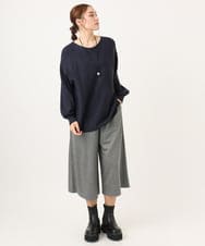 OLLBA27099 eur3(エウルキューブ) 【大きいサイズ】ジャージーキュロットパンツ ダークグレー(93)