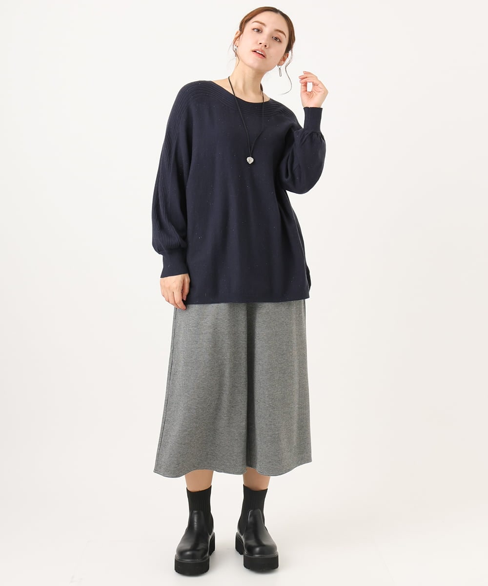OLLBA27099 eur3(エウルキューブ) 【大きいサイズ】ジャージーキュロットパンツ ダークグレー(93)