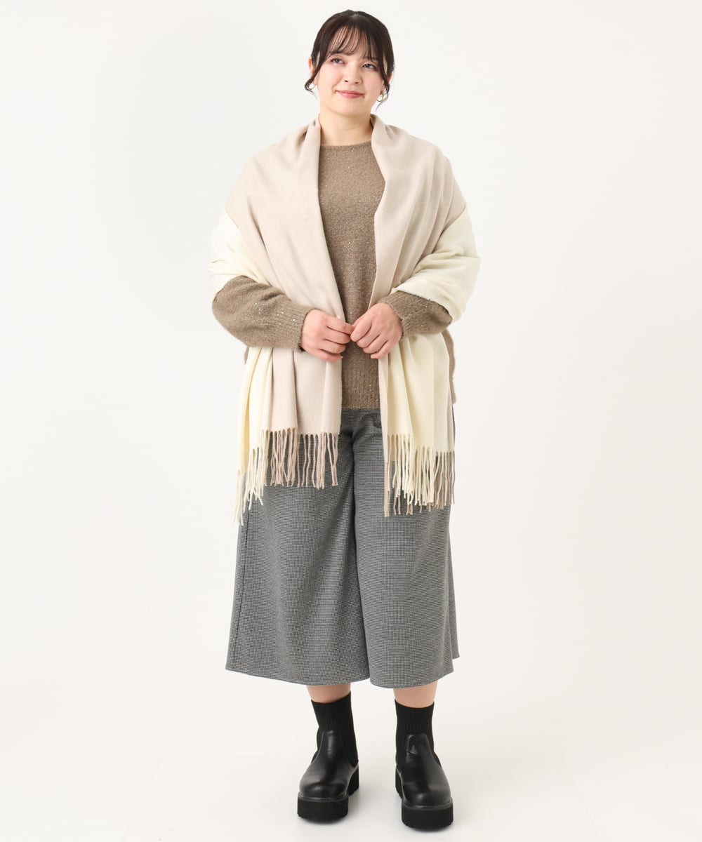 OLLBA27099 eur3(エウルキューブ) 【大きいサイズ】ジャージーキュロットパンツ ダークグレー(93)